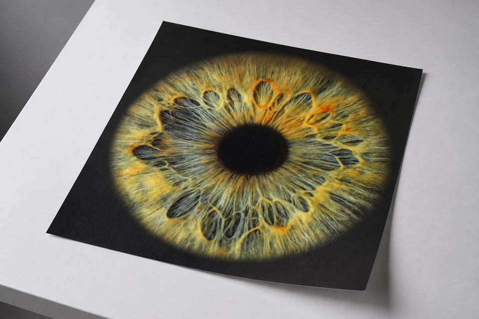 Grün & Gold · Fotopapier – Produktvisualisierung eines ungerahmten Iris-Fotoprints.